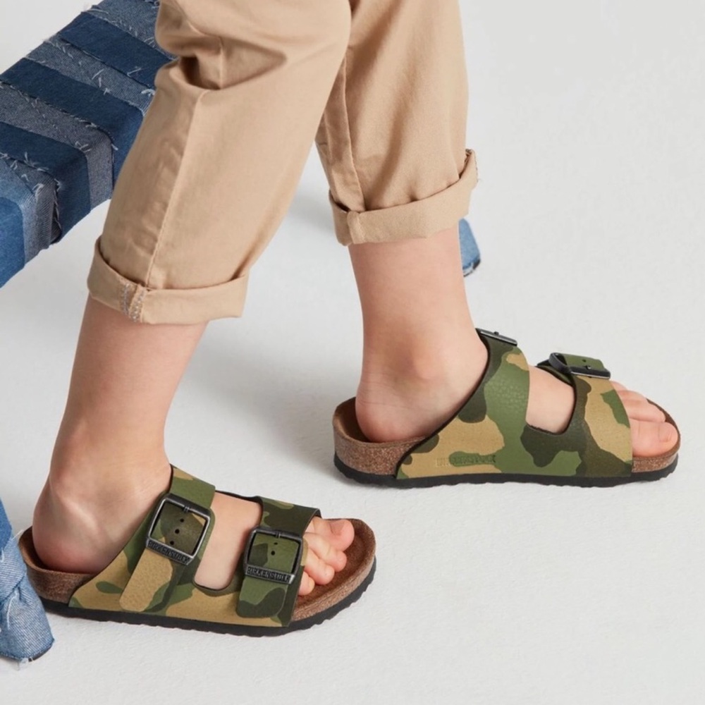 Birkenstock Kids Arizona Camo Green Birko-Flor Double Strap Slip-on Sandal Sz:1 - Picture 2 of 15